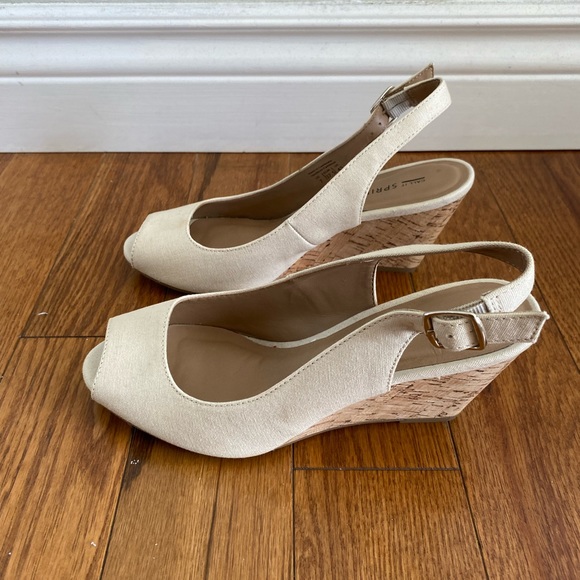 CALL IT SPRING Open Toe Beige Wedge - Picture 2 of 4